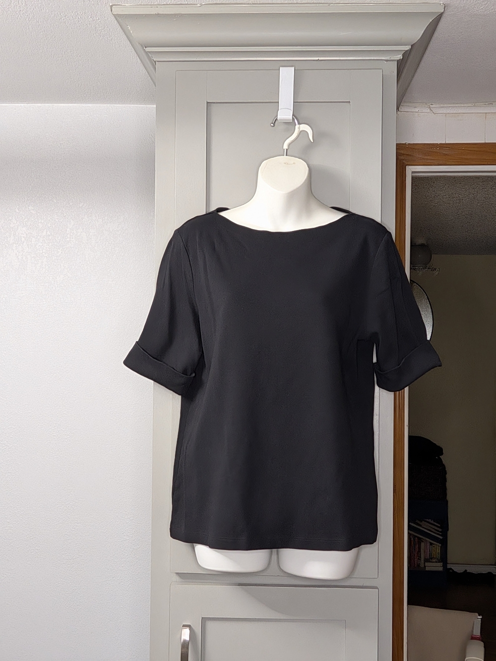 Classic Black Short-Sleeve Women's Blouse